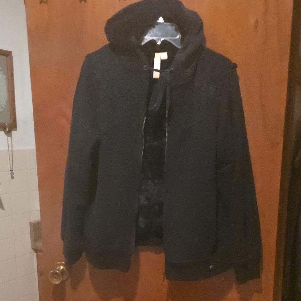 GreenTea Midnight Black Bomber Jacket with Hood